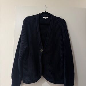 Madewell Dark Navy Chunky V‑Neck Button Cardigan